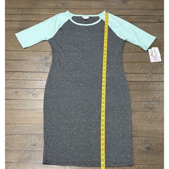 LuLaroe Julia Grey & Mint Green Short Ranglan Sleeve Dress - Women's Size M - Picture 3 of 6
